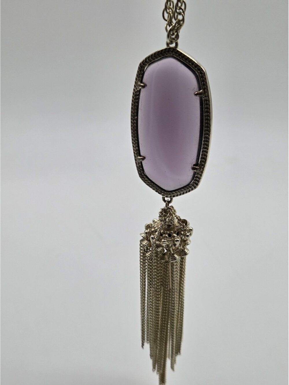 KENDRA SCOTT Rayan Long Necklace Purple Natural Stone Tassel Pendant